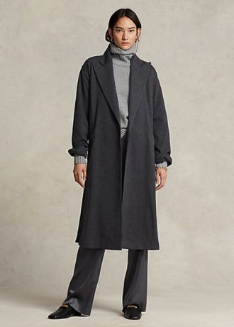 Koyu Gri Kadın Ralph Lauren Flanel Sarma Montları