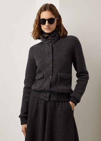 Koyu Gri Kadın Ralph Lauren Glen Ekose Kaşmir Ceketler Koyu Gri Kadın Ralph Lauren Glen Ekose Kaşmir Ceketler
