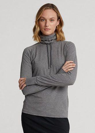 Koyu Gri Kadın Ralph Lauren Huni Yaka Jersey Sweatshirt