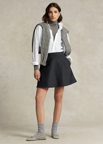 Koyu Gri Kadın Ralph Lauren Yün-Kaşmir Melton A Kesim Etekler