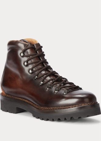 Koyu Kahverengi Erkek Ralph Lauren Fidel Cilalı Dana Derisi Botlar Koyu Kahverengi Erkek Ralph Lauren Fidel Cilalı Dana Derisi Botlar