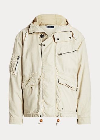 Krem Erkek Ralph Lauren Balıksırtı Kapüşonlu Ceketler