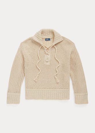 Krem Kadın Ralph Lauren Çapraz Dikişli Bağcıklı Pamuklu Kazaklar
