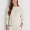 Krem Kadın Ralph Lauren Aran Örgü Pamuklu Tekne Yaka Kazaklar Krem Kadın Ralph Lauren Aran Örgü Pamuklu Tekne Yaka Kazaklar