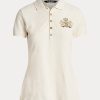Krem Kadın Ralph Lauren Boncuklu Armalı Pike Polo Tişörtleri Krem Kadın Ralph Lauren Boncuklu Armalı Pike Polo Tişörtleri