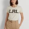 Krem Kadın Ralph Lauren Boncuklu Logolu Jersey Tişörtleri Krem Kadın Ralph Lauren Boncuklu Logolu Jersey Tişörtleri