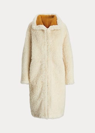 Krem Kadın Ralph Lauren Büyük Boy Çift Taraflı Shearling Montlar Krem Kadın Ralph Lauren Büyük Boy Çift Taraflı Shearling Montlar