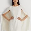 Krem Kadın Ralph Lauren Cape Georgette Kokteyl Elbisesi Krem Kadın Ralph Lauren Cape Georgette Kokteyl Elbisesi