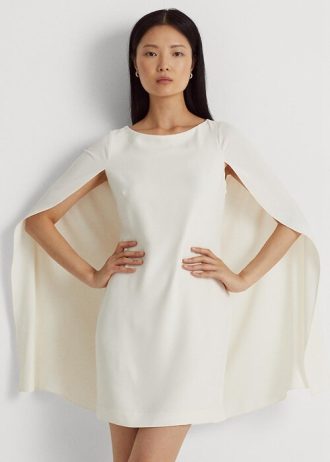 Krem Kadın Ralph Lauren Cape Georgette Kokteyl Elbisesi Krem Kadın Ralph Lauren Cape Georgette Kokteyl Elbisesi