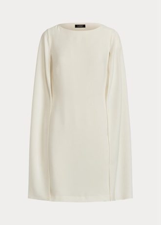 Krem Kadın Ralph Lauren Cape Georgette Kokteyl Elbisesi Krem Kadın Ralph Lauren Cape Georgette Kokteyl Elbisesi