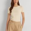 Krem Kadın Ralph Lauren Esnek Pamuklu Tişörtler Krem Kadın Ralph Lauren Esnek Pamuklu Tişörtler