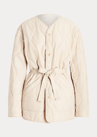 Krem Kadın Ralph Lauren Çift Taraflı Kapitone Yırtılmaz Ceketler