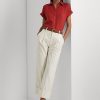 Krem Kadın Ralph Lauren Çift Yüzlü Esnek Pamuklu Bilek Pantolonu Krem Kadın Ralph Lauren Çift Yüzlü Esnek Pamuklu Bilek Pantolonu