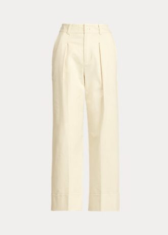 Krem Kadın Ralph Lauren Çift Yüzlü Esnek Pamuklu Bilek Pantolonu