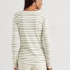 Krem Kadın Ralph Lauren Çizgili Pamuk Karışımlı Henley Üstler Krem Kadın Ralph Lauren Çizgili Pamuk Karışımlı Henley Üstler