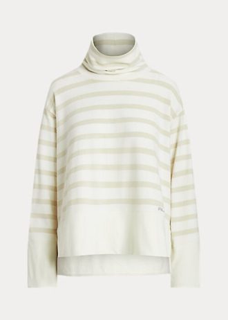 Krem Kadın Ralph Lauren Çizgili Performans Polar Kazak
