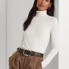 Krem Kadın Ralph Lauren Jersey Yaka Tişörtler Krem Kadın Ralph Lauren Jersey Yaka Tişörtler