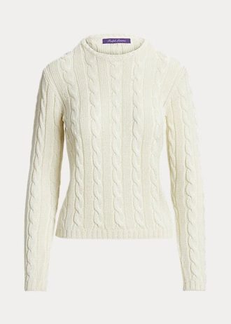 Krem Kadın Ralph Lauren Kablo Örgü İpek Yuvarlak Yaka Kazaklar Krem Kadın Ralph Lauren Kablo Örgü İpek Yuvarlak Yaka Kazaklar