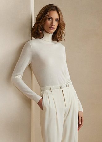 Krem Kadın Ralph Lauren Kaşmir Balıkçı Yaka Kazaklar