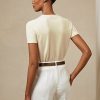 Krem Kadın Ralph Lauren Kaşmir Jersey Kısa Kollu Kazaklar Krem Kadın Ralph Lauren Kaşmir Jersey Kısa Kollu Kazaklar