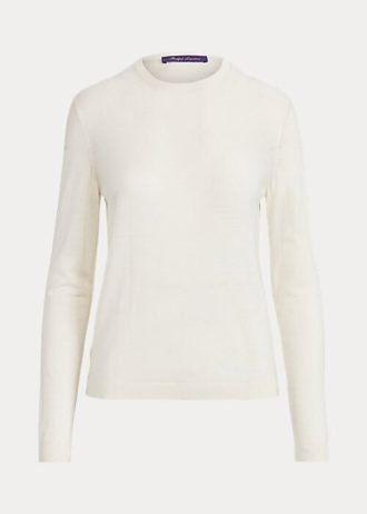 Krem Kadın Ralph Lauren Merino Yün Yuvarlak Yaka Kazaklar
