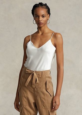 Krem Kadın Ralph Lauren İpek Atlet Üstleri