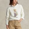 Krem Kadın Ralph Lauren Polo Ayı Polar Yuvarlak Yaka Sweatshirt