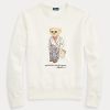 Krem Kadın Ralph Lauren Polo Ayı Polar Yuvarlak Yaka Sweatshirt