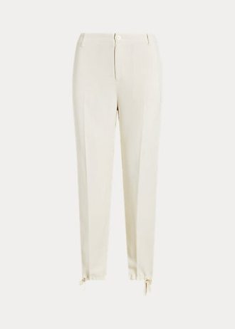 Krem Kadın Ralph Lauren Streç Cady Dar Paça Pantolon