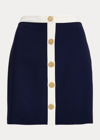 Krem / Lacivert Kadın Ralph Lauren Düğmeli Ön İki Renkli Krep Kalem Etekler Krem / Lacivert Kadın Ralph Lauren Düğmeli Ön İki Renkli Krep Kalem Etekler