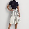 Krem / Lacivert Kadın Ralph Lauren Çizgili Örme Midi Etekler Krem / Lacivert Kadın Ralph Lauren Çizgili Örme Midi Etekler