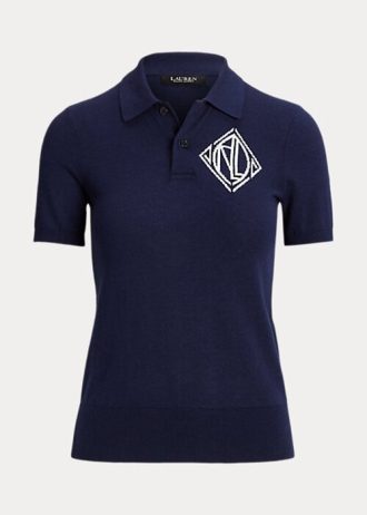 Krem / Lacivert Kadın Ralph Lauren İki Renkli Pamuklu Hırka Kazaklar