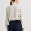 Krem / Lacivert Kadın Ralph Lauren Polka Noktalı Kravat Yaka Krep Gömlekler Krem / Lacivert Kadın Ralph Lauren Polka Noktalı Kravat Yaka Krep Gömlekler