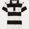 Krem / Siyah Kadın Ralph Lauren Slim Fit Kablo Örgü Polo Tişörtler Krem / Siyah Kadın Ralph Lauren Slim Fit Kablo Örgü Polo Tişörtler