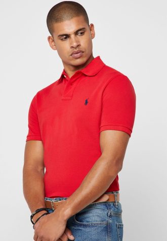 Kırmızı Erkek Ralph Lauren Basic Mesh Polo Tişörtleri