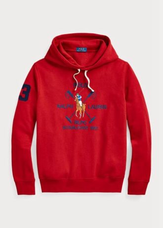 Kırmızı Erkek Ralph Lauren Büyük Polo Armalı Polar Kapüşonlu Üst