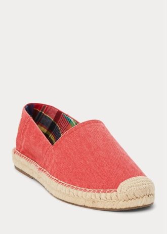Kırmızı Erkek Ralph Lauren Cevio Yıkanmış Kanvas Espadril