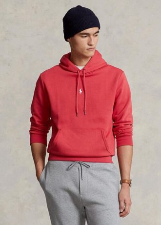 Kırmızı Erkek Ralph Lauren Çift Örgü Kapüşonlu Üst