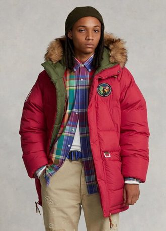 Kırmızı Erkek Ralph Lauren Çift Taraflı Parka Ceketleri