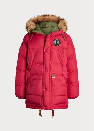 Kırmızı Erkek Ralph Lauren Çift Taraflı Parka Ceketleri
