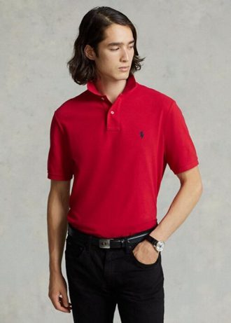 Kırmızı Erkek Ralph Lauren Slim Fit File Polo Tişörtler