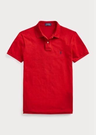 Kırmızı Erkek Ralph Lauren Slim Fit File Polo Tişörtler
