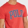 Kırmızı Erkek Ralph Lauren Slogan Yuvarlak Yaka Tişörtler