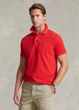 Kırmızı Erkek Ralph Lauren Özel Slim Fit File Polo Tişörtler