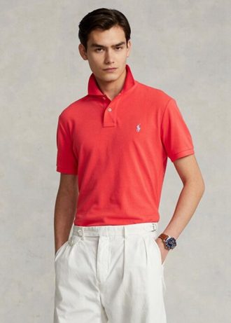 Kırmızı Erkek Ralph Lauren Özel Slim Fit File Polo Tişörtler