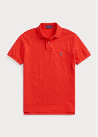 Kırmızı Erkek Ralph Lauren Özel Slim Fit File Polo Tişörtler