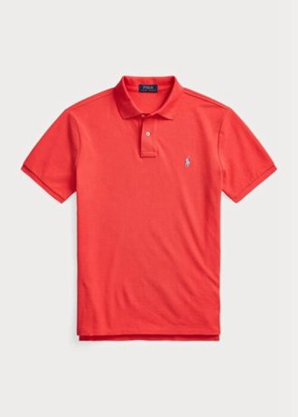 Kırmızı Erkek Ralph Lauren Özel Slim Fit File Polo Tişörtler