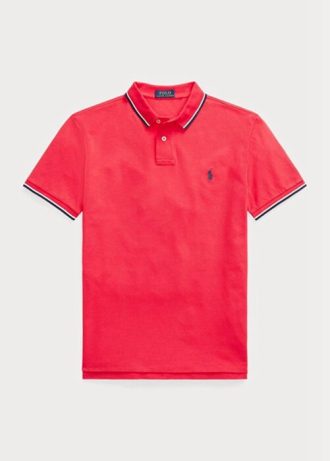 Kırmızı Erkek Ralph Lauren Özel Slim Fit File Polo Tişörtler