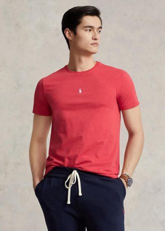 Kırmızı Erkek Ralph Lauren Özel Slim Fit Yuvarlak Yaka Tişörtler