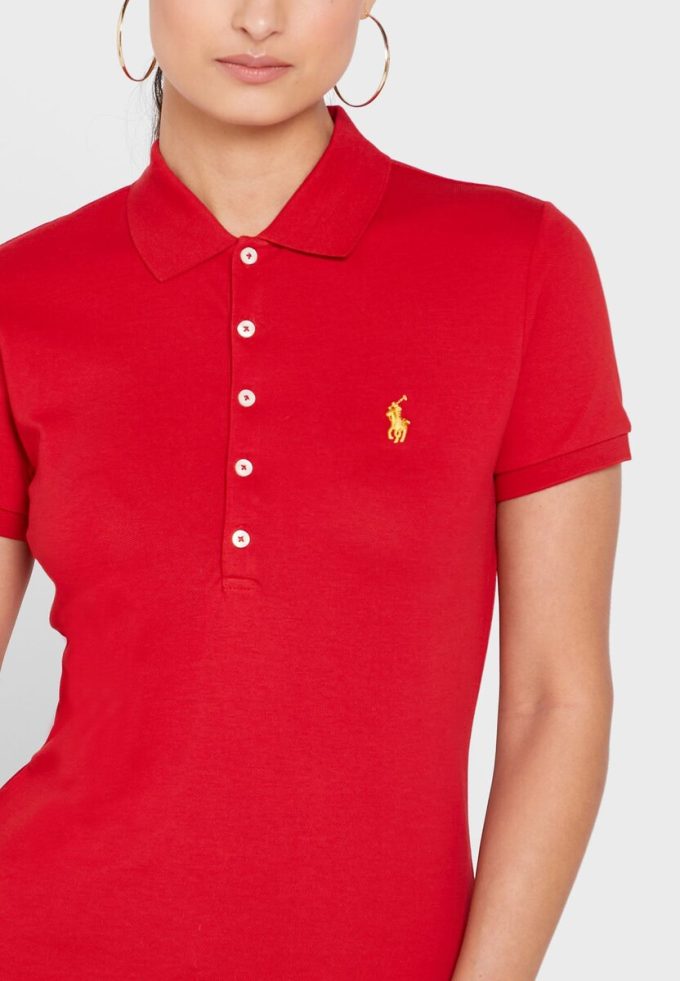 Kırmızı Kadın Ralph Lauren Düğme Detaylı Polo Gömlekler Kırmızı Kadın Ralph Lauren Düğme Detaylı Polo Gömlekler